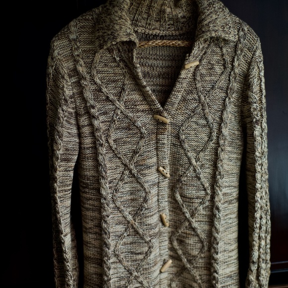 Y2K Knit Fitted Cardigans/Sweater Jacket Wood Buttons XS - Picture 8 of 8